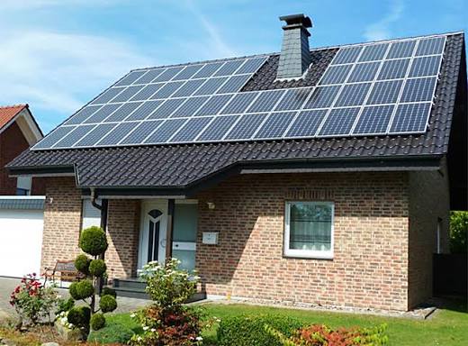 Large commercial solar installation on a building roof