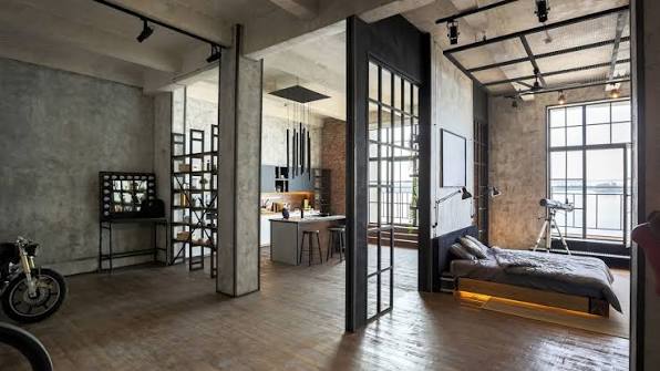 Balanced interior using durable materials and personal details