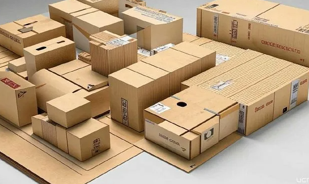 Recycled material packaging production line with cutting and assembly